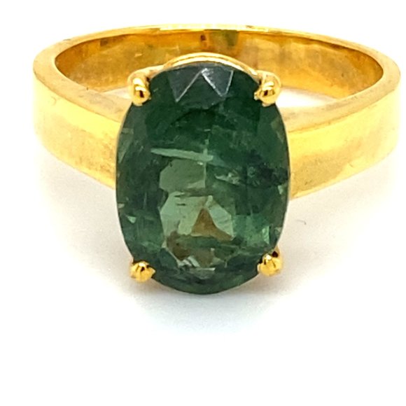 Green Apatite 4.85ct Solid 18K Yellow Gold Ring